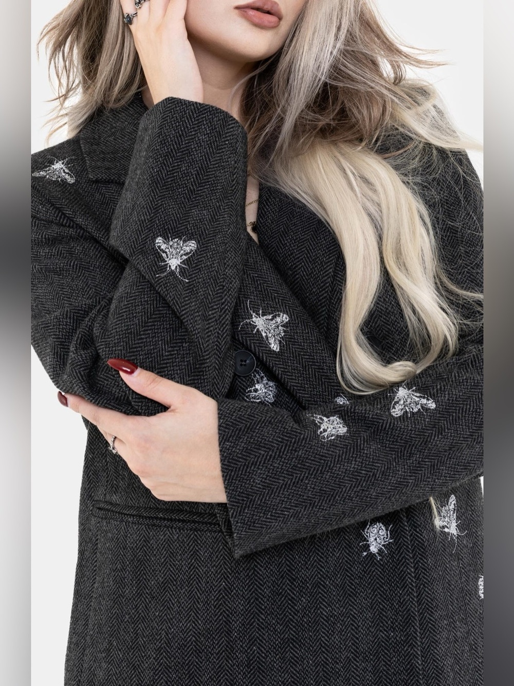 Disturbia Chrysina Beetle Sequin Embellished Relaxed Blazer US 16 / UK 20 - Picture 4 of 9